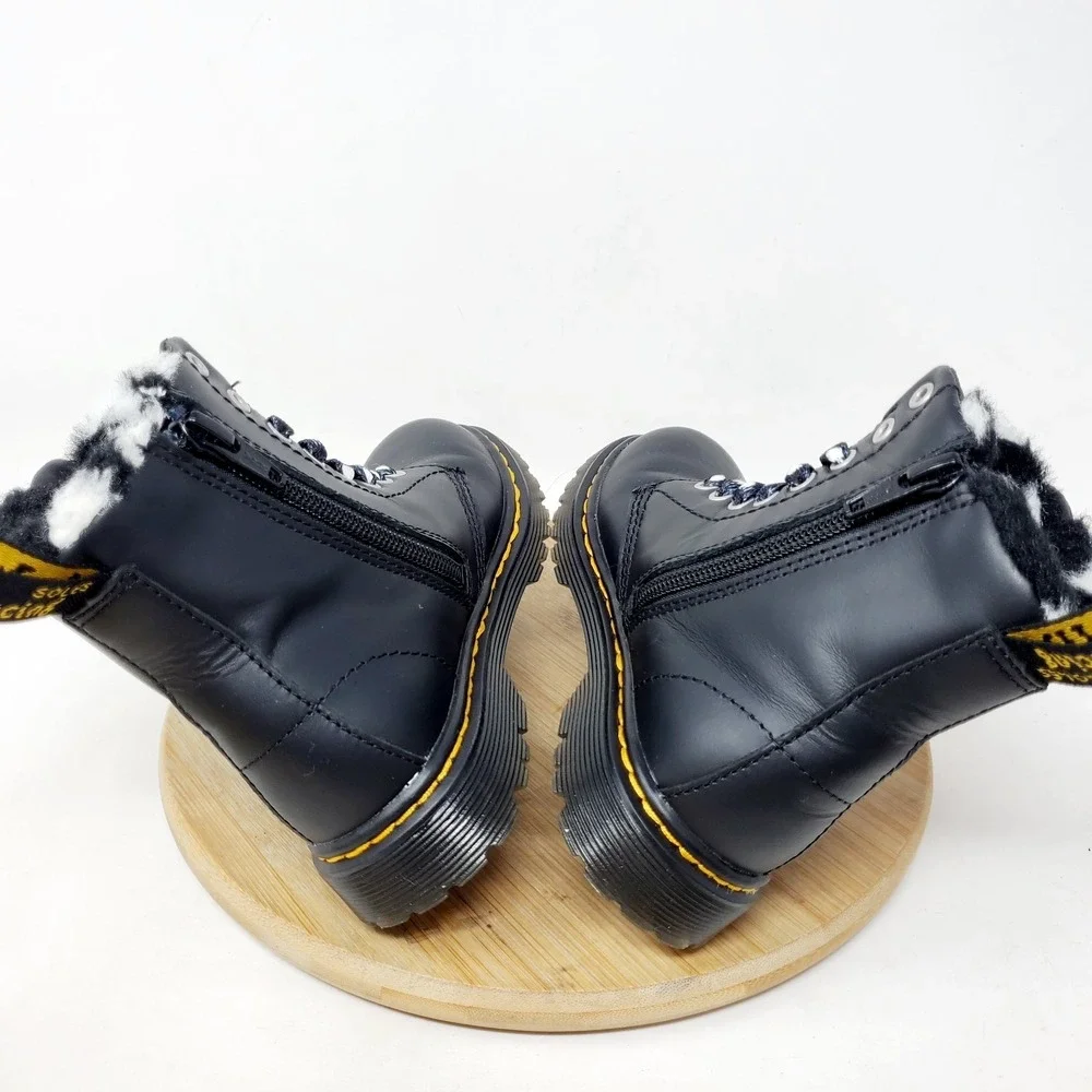 Dr Martens Serena Boots Kids 11 Black Lined Polka Dot Zip 8 Eye Boys Girls Shoes